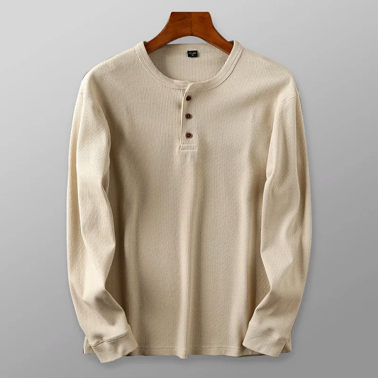 Cotton Blend Henley Shirt